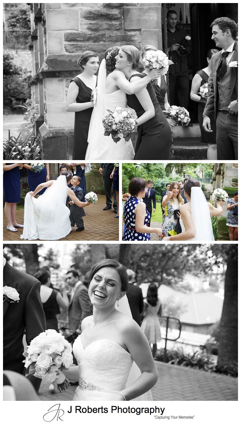 Guests congratulate couple after wedding ceremony - sydney wedding photography